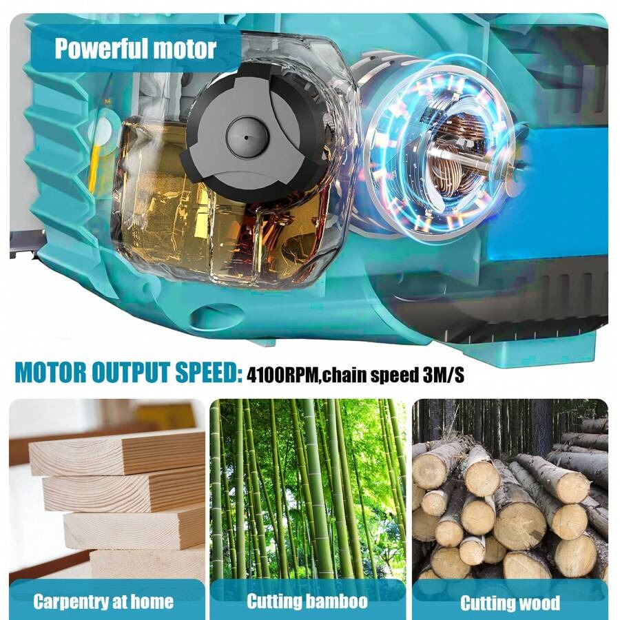 IKUNQUAN Motosega a batteria senza spazzole da 12 pollici, ricambio per batteria Makita da 18 V, motosega elettrica senza spazzole con 2 batterie da 5,0 Ah