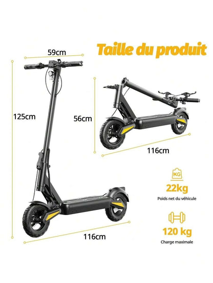 Todimart Monopattino elettrico TODIMART X1 per adulti, motore brushless da 600 W, batteria da 48 V 10,4 Ah, autonomia massima 40-50 km, pneumatici fuoristrada da 10 pollici in grado di superare pendenze di 25°