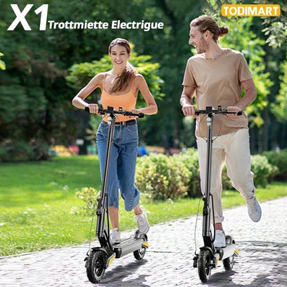 Todimart Monopattino elettrico TODIMART X1 per adulti, motore brushless da 600 W, batteria da 48 V 10,4 Ah, autonomia massima 40-50 km, pneumatici fuoristrada da 10 pollici in grado di superare pendenze di 25°