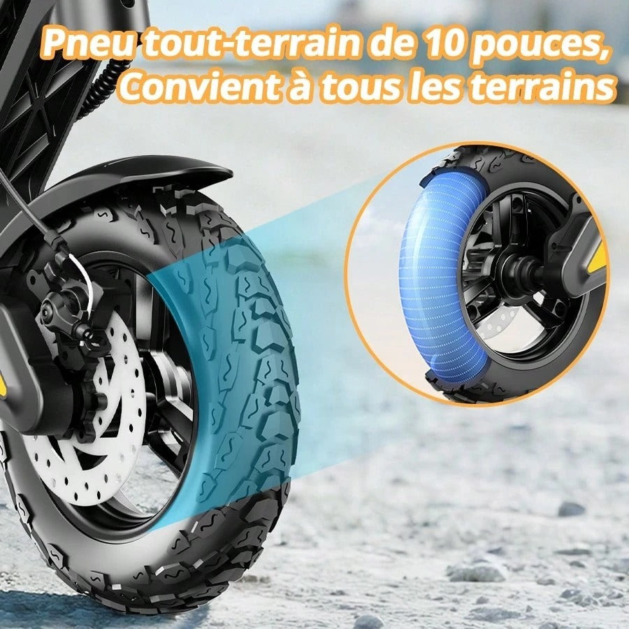 Todimart Monopattino elettrico TODIMART X1 per adulti, motore brushless da 600 W, batteria da 48 V 10,4 Ah, autonomia massima 40-50 km, pneumatici fuoristrada da 10 pollici in grado di superare pendenze di 25°