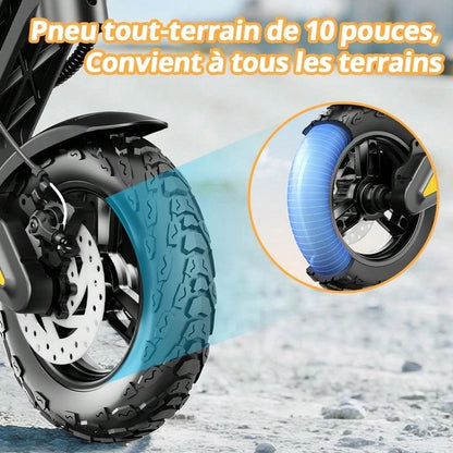 Todimart Monopattino elettrico TODIMART X1 per adulti, motore brushless da 600 W, batteria da 48 V 10,4 Ah, autonomia massima 40-50 km, pneumatici fuoristrada da 10 pollici in grado di superare pendenze di 25°