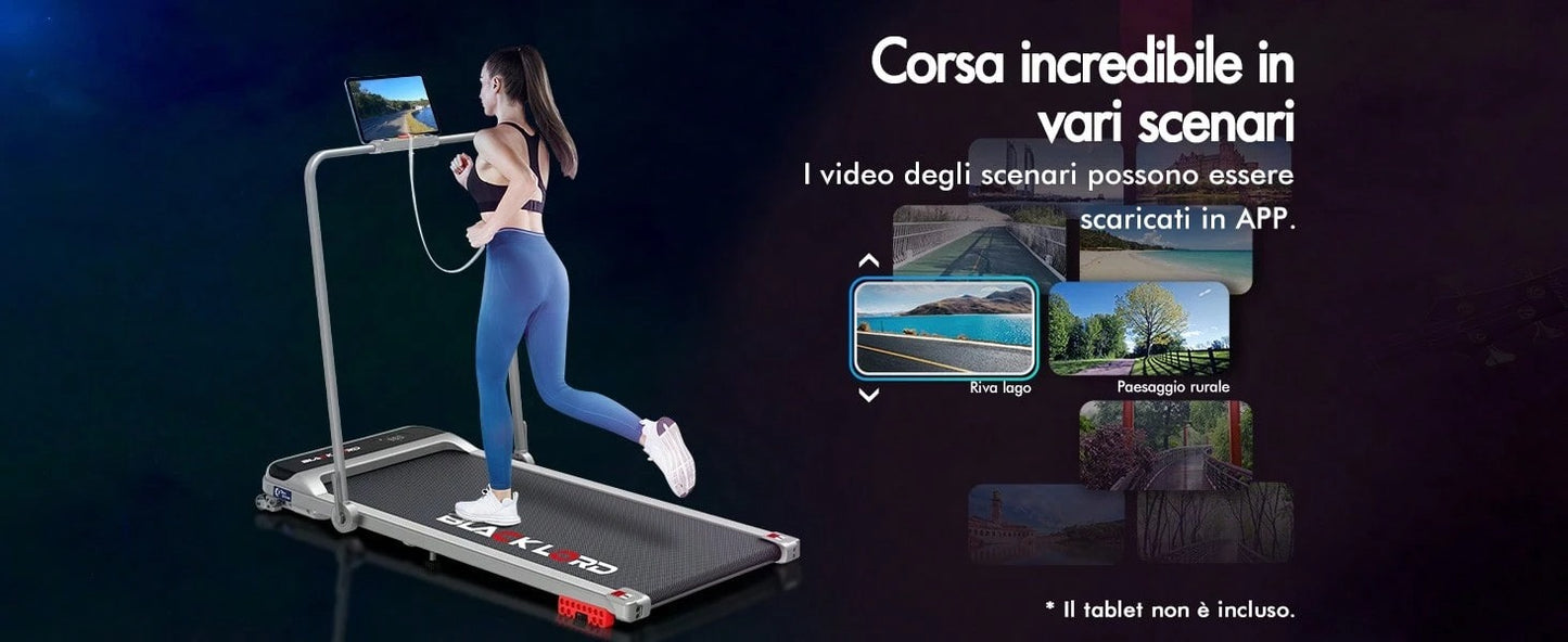 BLACK LORD Tapis roulant sotto la scrivania, Tappetino da passeggio 2 in 1 per camminare e fare jogging, Attrezzatura fitness da 3,2 HP, Portatile sotto la scrivania, Casa e ufficio, Capacità 140 kg, MS2