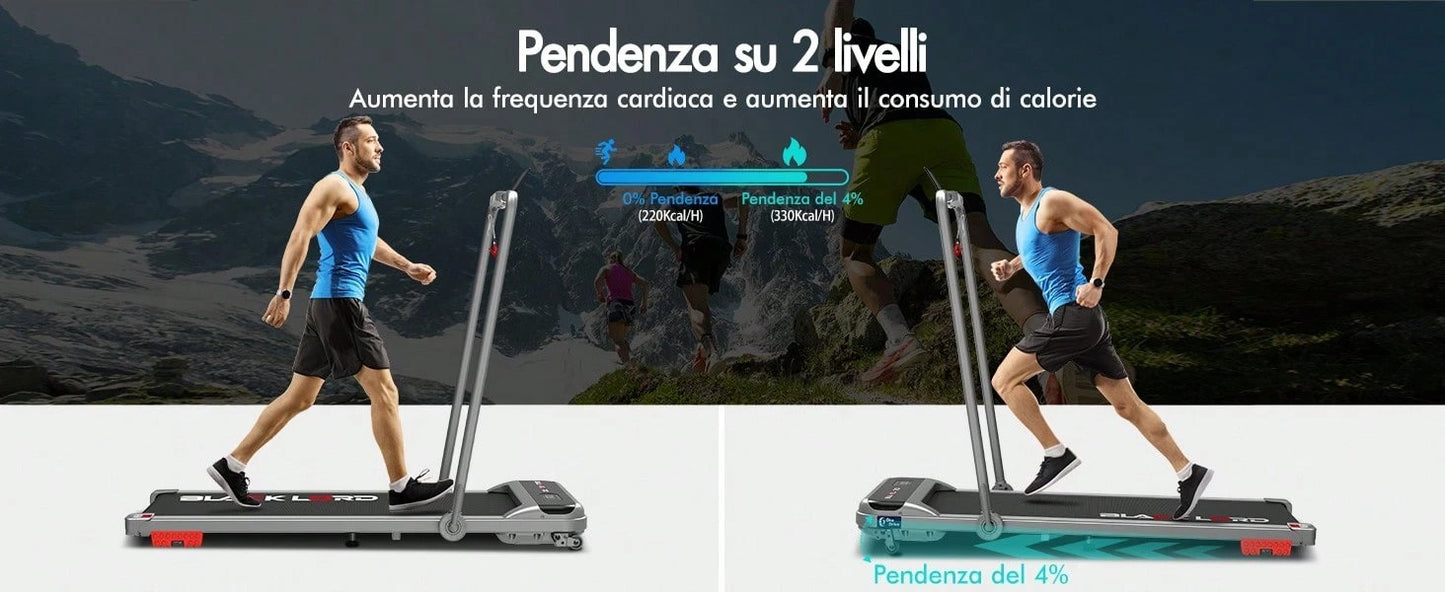 BLACK LORD Tapis roulant sotto la scrivania, Tappetino da passeggio 2 in 1 per camminare e fare jogging, Attrezzatura fitness da 3,2 HP, Portatile sotto la scrivania, Casa e ufficio, Capacità 140 kg, MS2