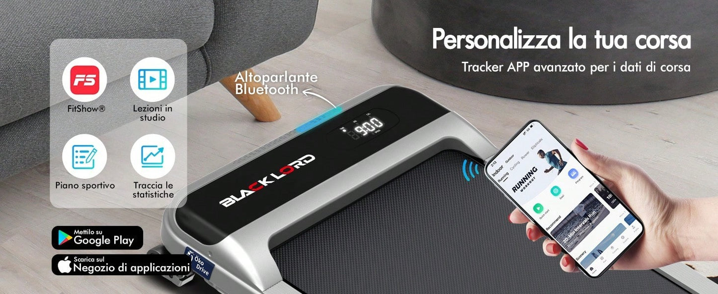 BLACK LORD Tapis roulant sotto la scrivania, Tappetino da passeggio 2 in 1 per camminare e fare jogging, Attrezzatura fitness da 3,2 HP, Portatile sotto la scrivania, Casa e ufficio, Capacità 140 kg, MS2