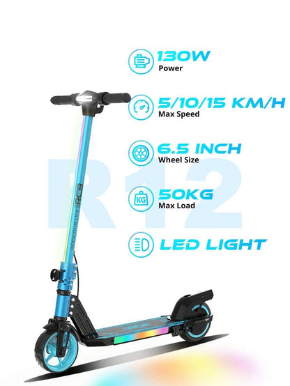 RCB RCB Monopattino elettrico per bambini dai 6 ai 12 anni, fino a 15 km/h e 10 km, monopattino elettrico