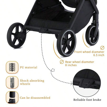 Passeggino leggero, passeggino pieghevole per bambini piccoli, parasole estensibile con cerniera, chiusura one-touch, schienale regolabile, tessuto a rete traspirante