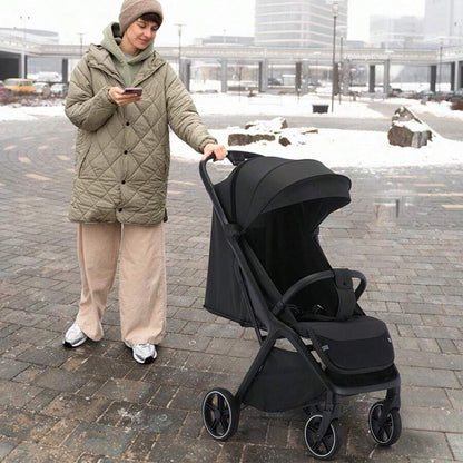 Passeggino leggero, passeggino pieghevole per bambini piccoli, parasole estensibile con cerniera, chiusura one-touch, schienale regolabile, tessuto a rete traspirante