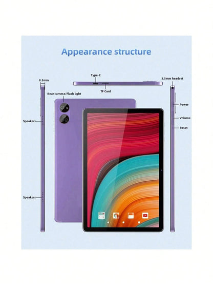 TenYide Tablet Android da 10.1 pollici, 4G LTE Dual SIM, 8GB di RAM, 128GB di storage, supporta espansione fino a 1TB, schermo touch IPS, doppia fotocamera, Wi-Fi/WLAN/Bluetooth/GPS