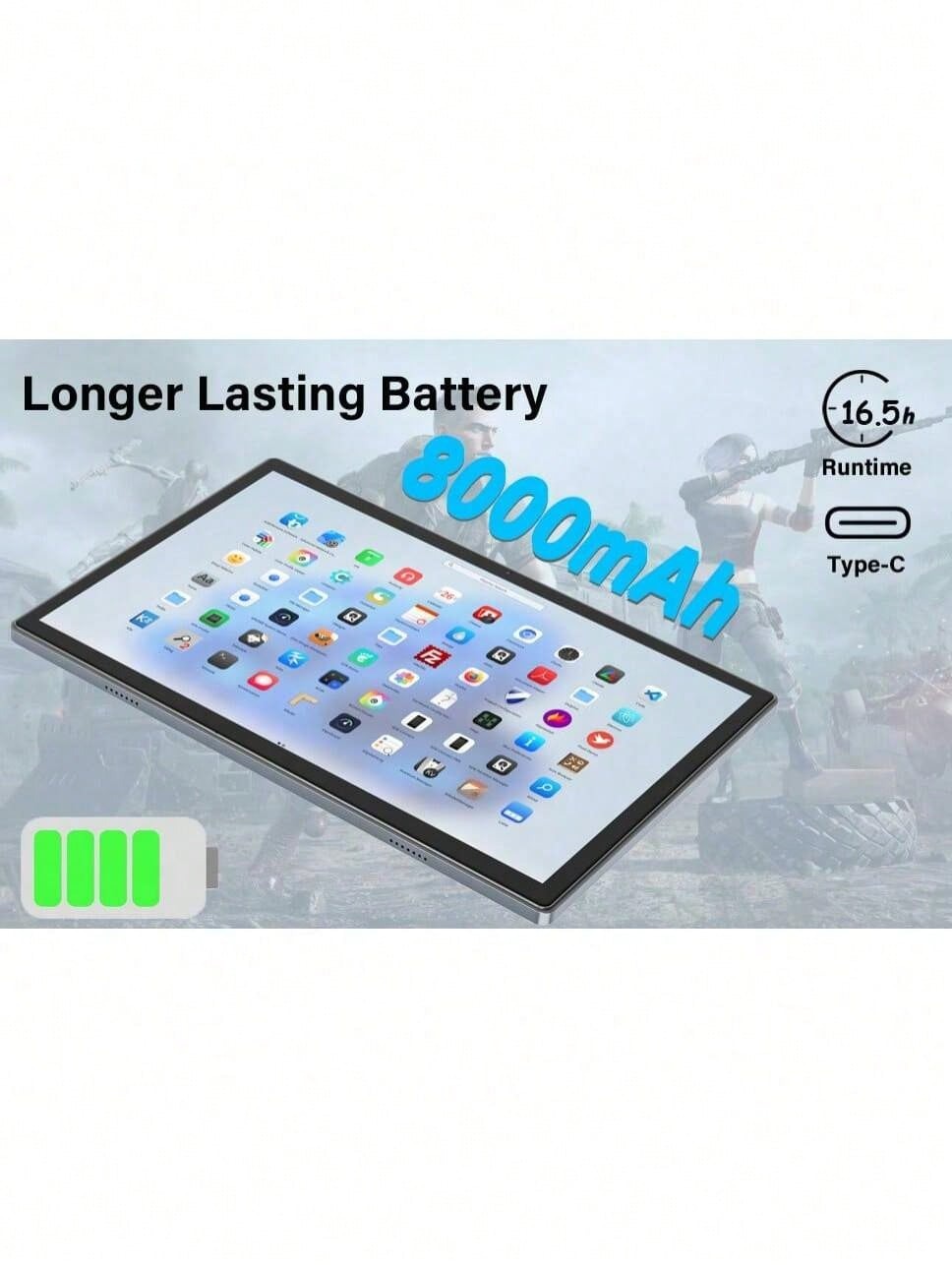 TenYide Tablet Android da 10.1 pollici, 4G LTE Dual SIM, 8GB di RAM, 128GB di storage, supporta espansione fino a 1TB, schermo touch IPS, doppia fotocamera, Wi-Fi/WLAN/Bluetooth/GPS