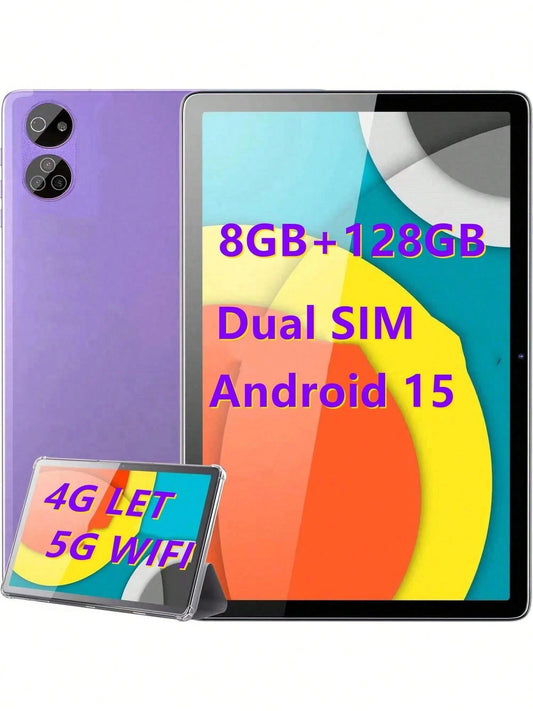 TenYide Tablet Android da 10.1 pollici, 4G LTE Dual SIM, 8GB di RAM, 128GB di storage, supporta espansione fino a 1TB, schermo touch IPS, doppia fotocamera, Wi-Fi/WLAN/Bluetooth/GPS