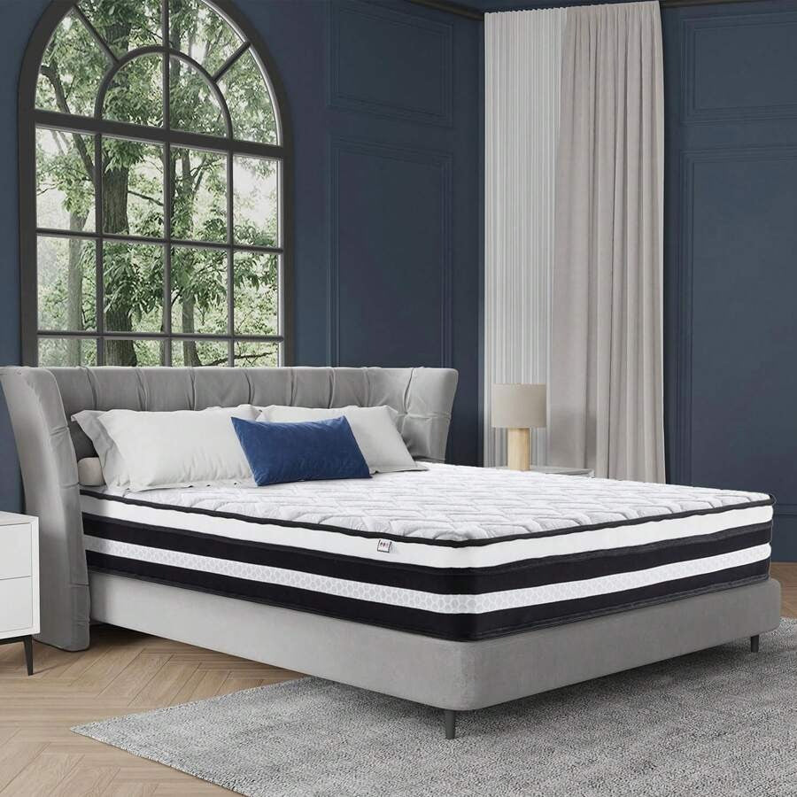 Materasso 160x200 cm Memory Foam, Altezza 28cm, Media Rigidità H3, Ergonomico HR + Blue Latex, Ortopedico 10 Zona Comfort, Traspirante, Anallergico, Lusso, Certificato Oeko-Tex