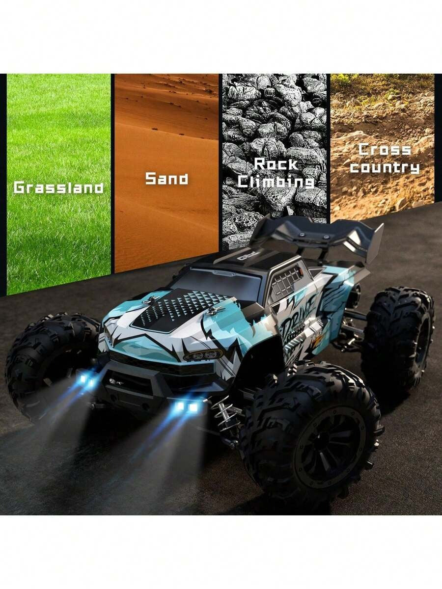 1:16 Scala Automobile da Stunt Telecomandato 4WD con LED, Drift ad Alta Velocità su Terreni Impegnativi, Veicolo RC 4x4 da Fuoristrada, Regalo di Natale