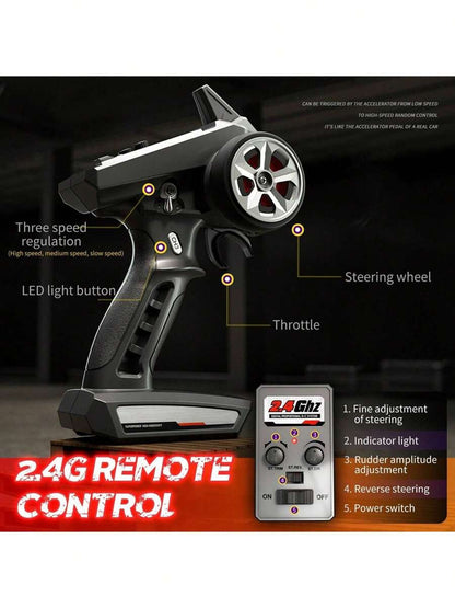 1:16 Scala Automobile da Stunt Telecomandato 4WD con LED, Drift ad Alta Velocità su Terreni Impegnativi, Veicolo RC 4x4 da Fuoristrada, Regalo di Natale