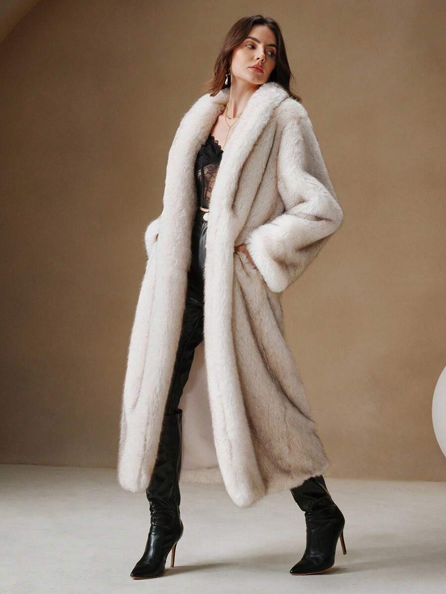 Anewsta Nuovi arrivi, elegante cappotto lungo da donna, elegante, con fodera termica, abbigliamento invernale per donna