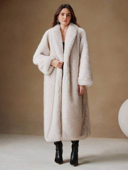 Anewsta Nuovi arrivi, elegante cappotto lungo da donna, elegante, con fodera termica, abbigliamento invernale per donna