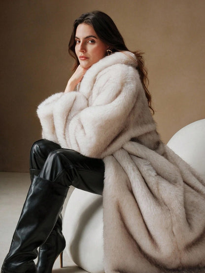 Anewsta Nuovi arrivi, elegante cappotto lungo da donna, elegante, con fodera termica, abbigliamento invernale per donna