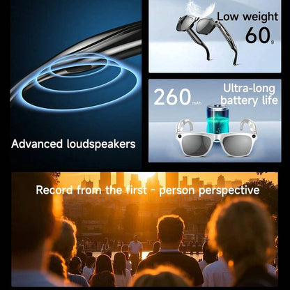 Nuovi occhiali da sole intelligenti, multifunzionali, batteria ad alta capacità da 260mAh, riconoscimento degli oggetti AI, chiamata, riproduzione musicale, foto, registrazione video, ricaricabili, lenti HD, tecnologia avanzata, unisex