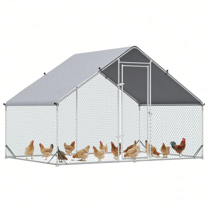 PawHut Pollaio Ovaiole per Esterni con Telaio Zincato e Rete Esagonale, Recinto con Copertura in Tessuto Impermeabile per Polli, Anatre e Conigli, 3x2x2m