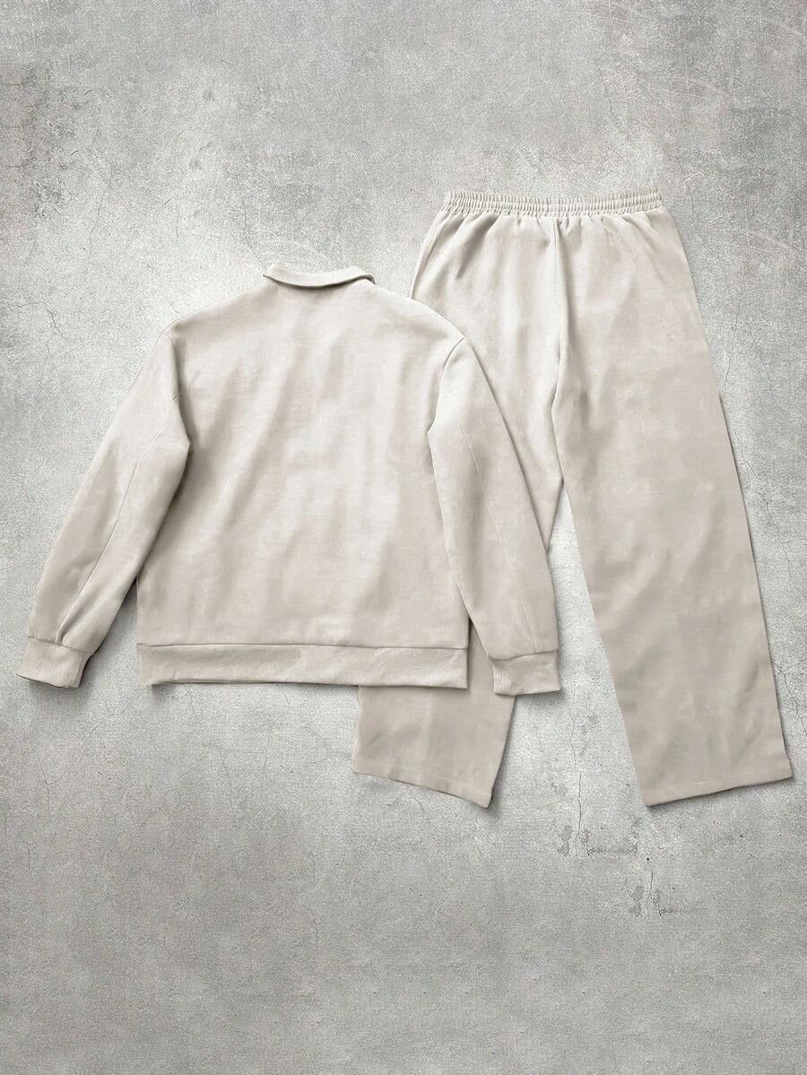 Manfinity EMRG Tuta da uomo composta da giacca con cerniera e ricamo a lettere, pantaloni lunghi con coulisse in vita