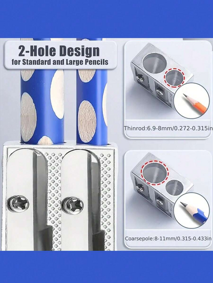 4/8 pezzi Temperamatite in metallo premium - Disegno a cuneo durevole, Temperamatite in lega di alluminio creativo a due fori, Con 2 fori per affilatura efficiente, Perfetto per scuola, ufficio e progetti artistici