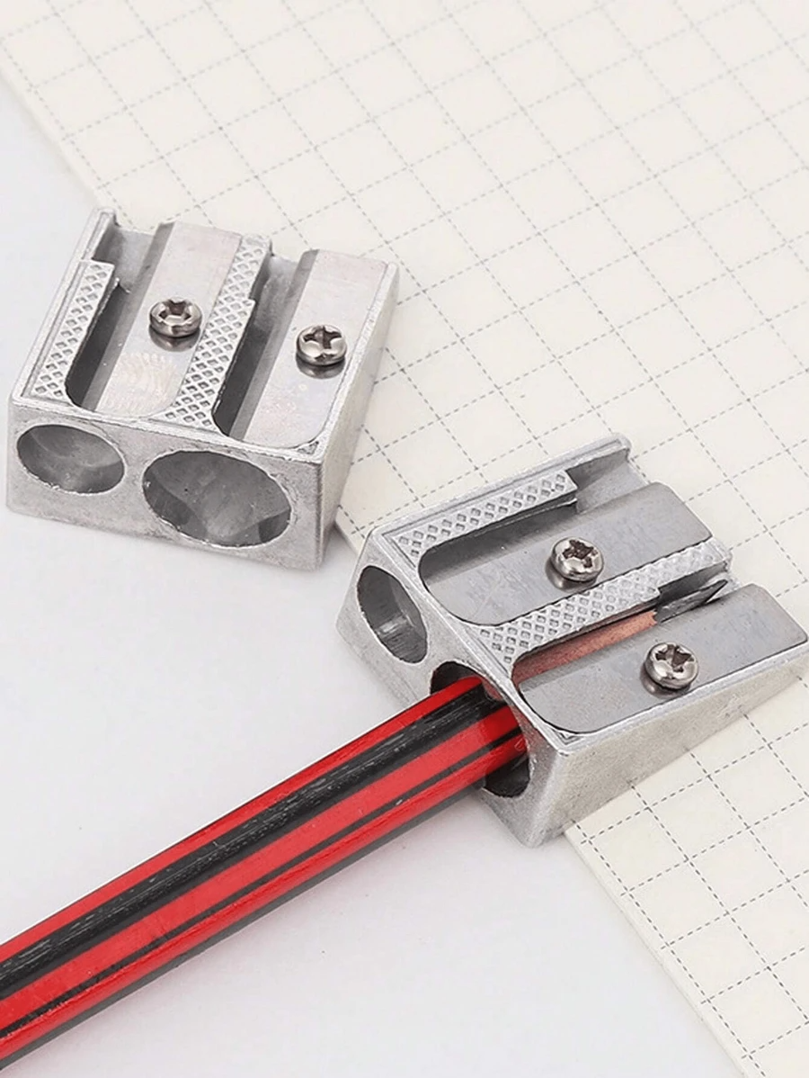 4/8 pezzi Temperamatite in metallo premium - Disegno a cuneo durevole, Temperamatite in lega di alluminio creativo a due fori, Con 2 fori per affilatura efficiente, Perfetto per scuola, ufficio e progetti artistici