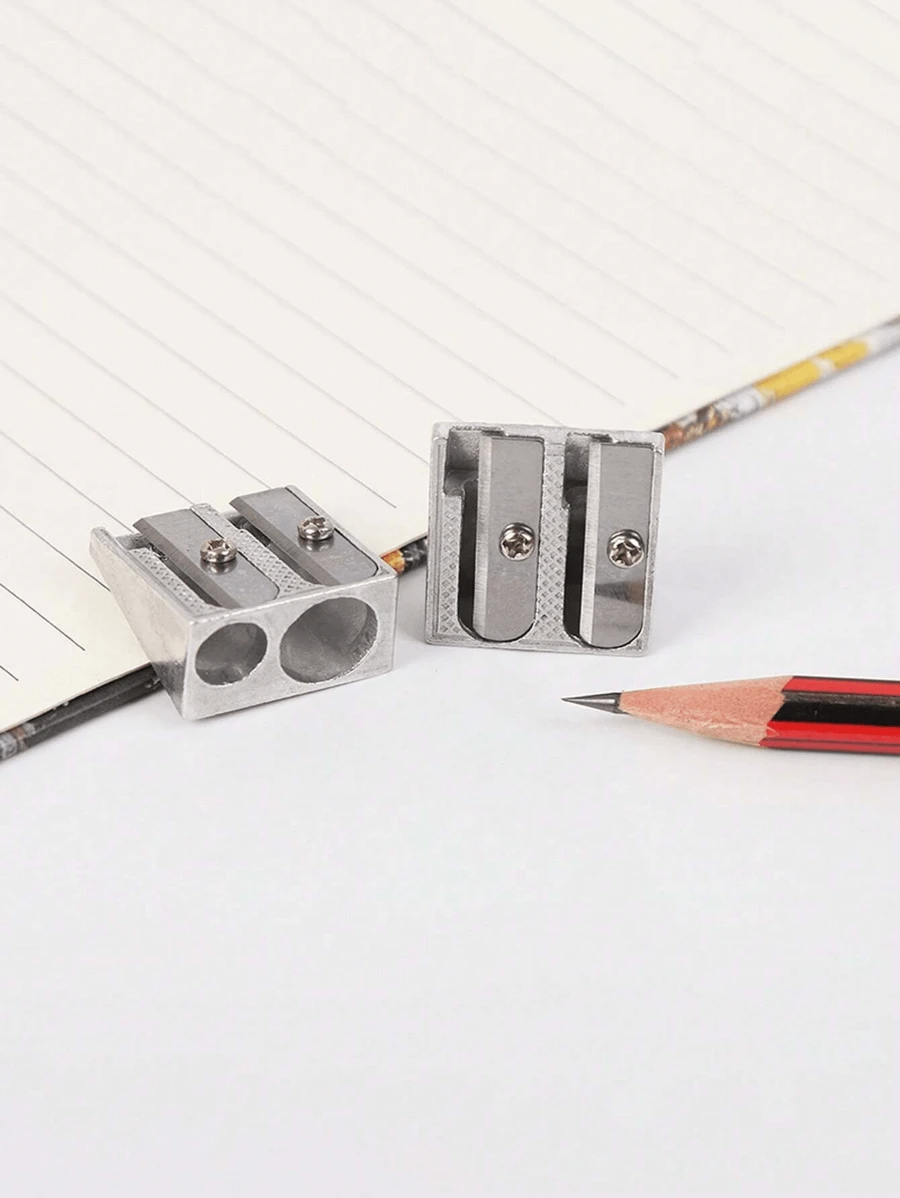 4/8 pezzi Temperamatite in metallo premium - Disegno a cuneo durevole, Temperamatite in lega di alluminio creativo a due fori, Con 2 fori per affilatura efficiente, Perfetto per scuola, ufficio e progetti artistici