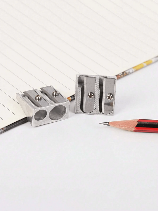 4/8 pezzi Temperamatite in metallo premium - Disegno a cuneo durevole, Temperamatite in lega di alluminio creativo a due fori, Con 2 fori per affilatura efficiente, Perfetto per scuola, ufficio e progetti artistici