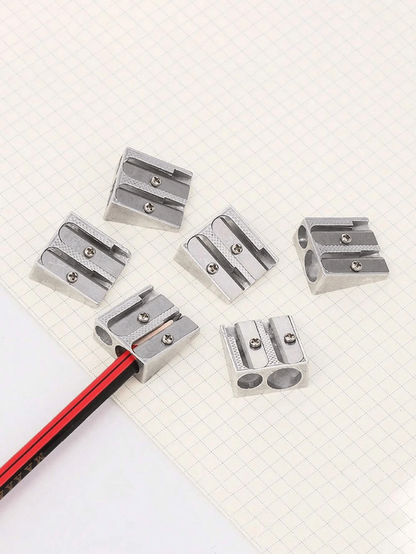 4/8 pezzi Temperamatite in metallo premium - Disegno a cuneo durevole, Temperamatite in lega di alluminio creativo a due fori, Con 2 fori per affilatura efficiente, Perfetto per scuola, ufficio e progetti artistici