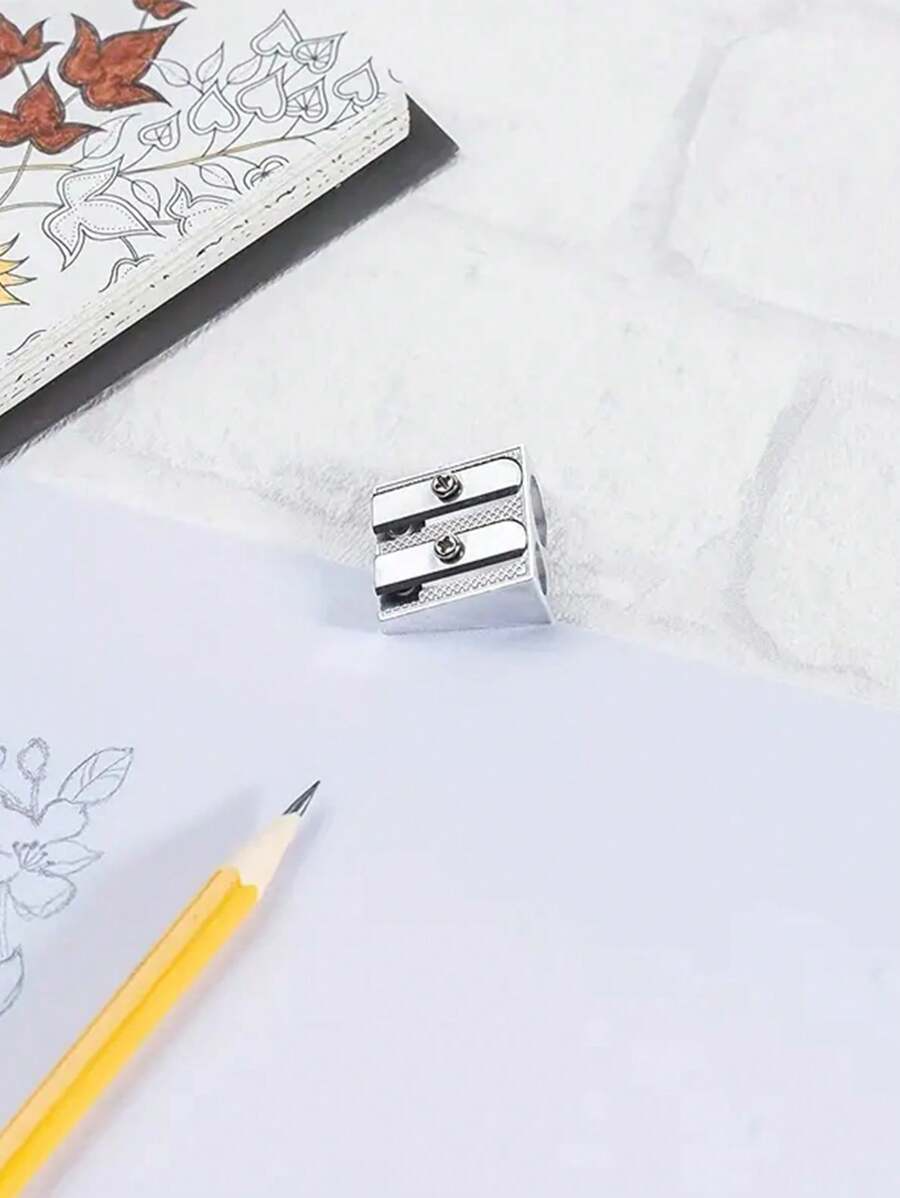 4/8 pezzi Temperamatite in metallo premium - Disegno a cuneo durevole, Temperamatite in lega di alluminio creativo a due fori, Con 2 fori per affilatura efficiente, Perfetto per scuola, ufficio e progetti artistici