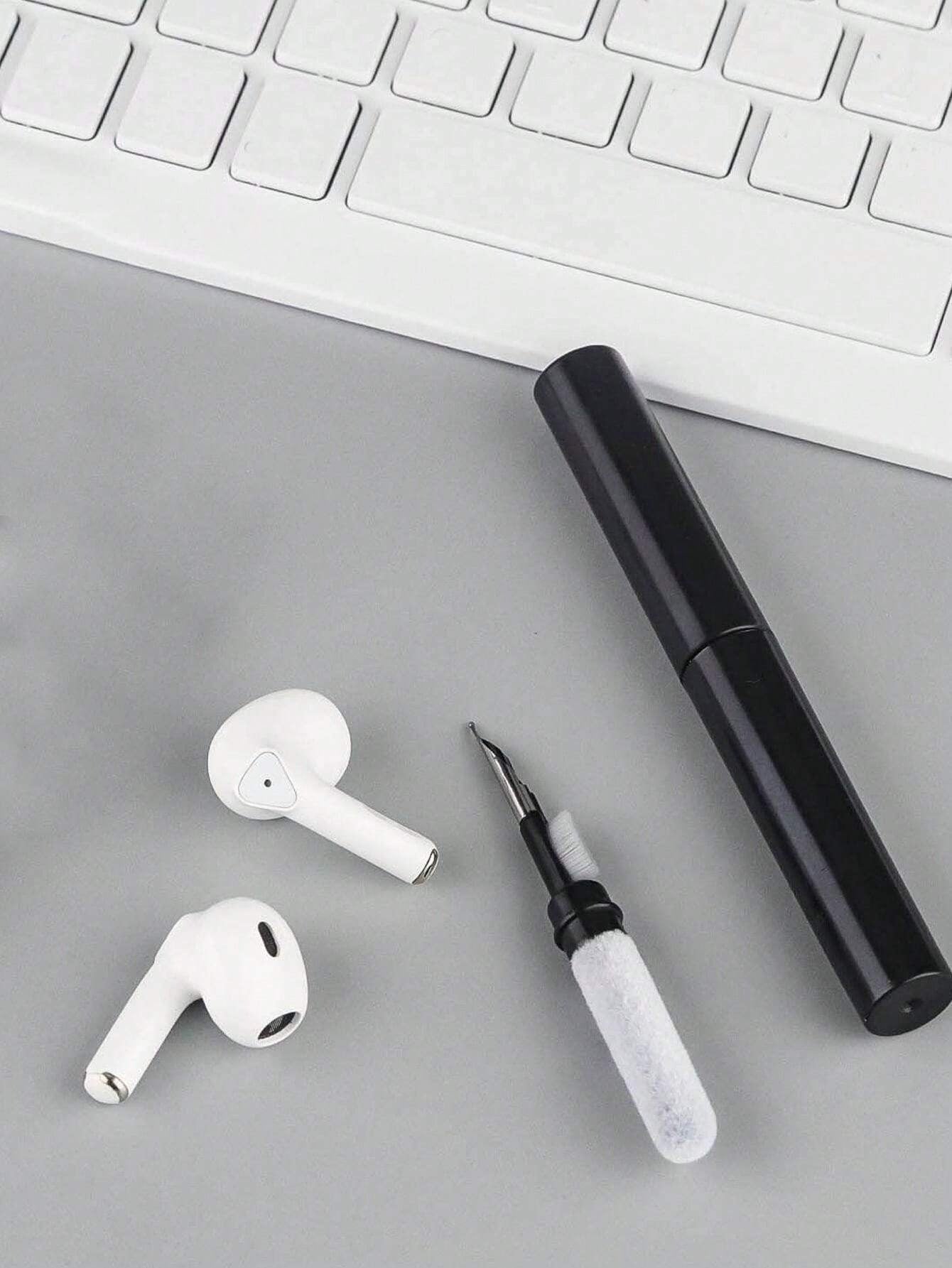 1 pezzo Set di pulizia per auricolari per telefono con spazzola, per pulire auricolari senza fili, computer portatile, fotocamera (nero), adatto per cucina, bagno, casa e altri usi domestici
