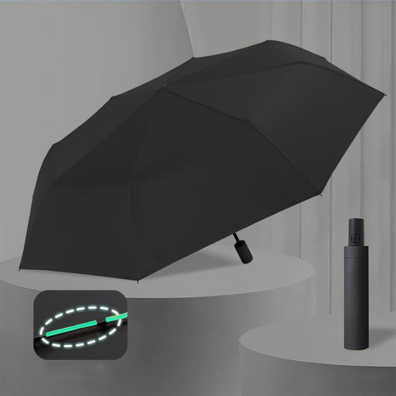 Ombrello automatico unisex con 16 stecche rinforzate, pieghevole, portatile, durevole ombrello antivero per giorni di sole e pioggia, adatto come regalo per Ognissanti, Natale, Capodanno e San Valentino