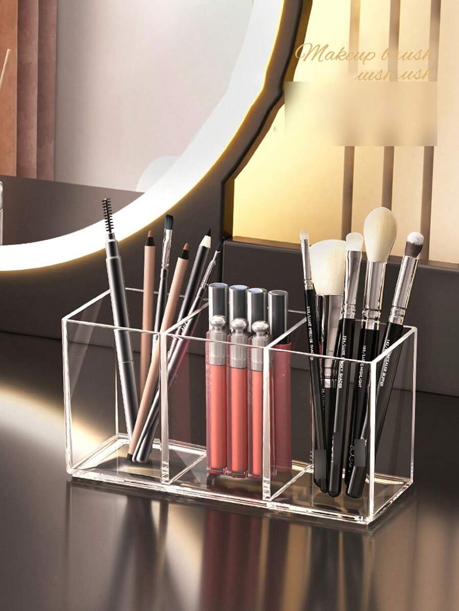 1 pezzo Supporto trasparente per pennelli trucco, organizer da scrivania per pennelli trucco, matite, rossetti, profumi