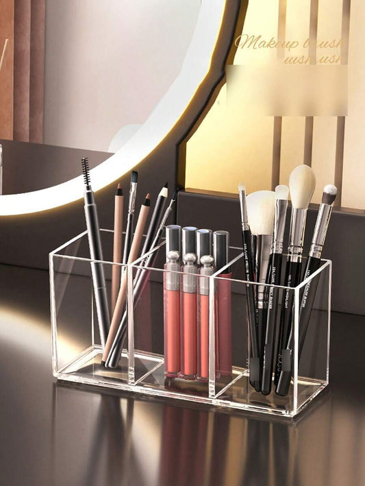 1 pezzo Supporto trasparente per pennelli trucco, organizer da scrivania per pennelli trucco, matite, rossetti, profumi