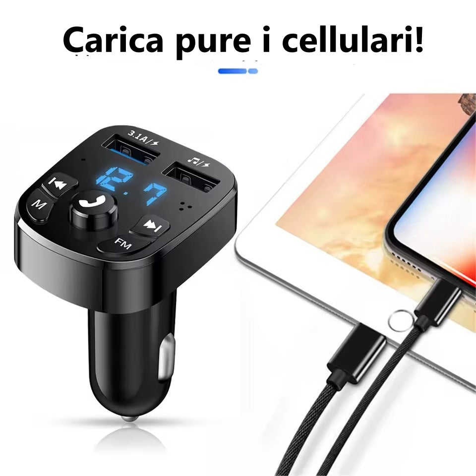 Trasmettitore FM Bluetooth 5.0 Kit per auto Vivavoce Caricatore per auto doppio USB 3.1A
