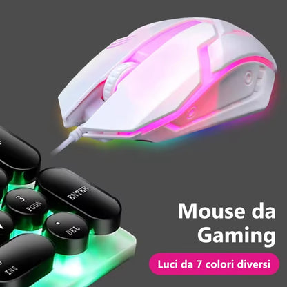 LIMEDE Mouse da gaming retroilluminato con cavo USB per laptop, computer, ufficio