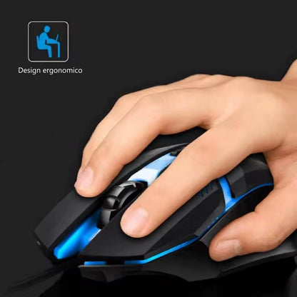 Mouse da gaming con luci RGB, con cavo, ergonomico per laptop, computer, desktop