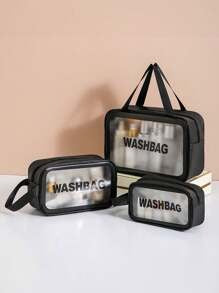 Borsa da viaggio estiva 4 in 1, organizer per articoli da toeletta impermeabile in PVC, bustina cosmetica, pochette da spiaggia, adatta per ombretti, assorbenti igienici, rossetti, cosmetici, eyeliner, gloss labbra, prodotti per la cura della pelle