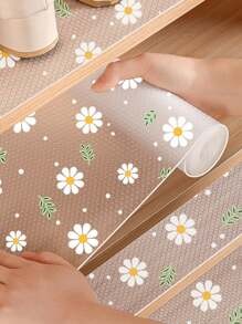 1 rotolo di rivestimento da scaffale con motivo floreale per armadi da cucina, fodera per cassetti non adesiva, rivestimento antiscivolo per frigorifero, tappetino in EVA impermeabile per frigorifero, tappetino da credenza facile da posizionare
