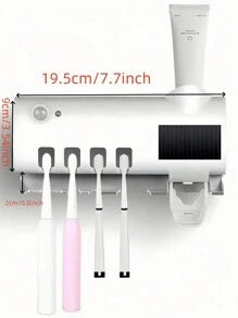 1 pezzo Sterilizzatore per spazzolino da denti intelligente bianco, supporto per spazzolino da denti montato a parete senza foratura, spremitore automatico di dentifricio multifunzione ricaricabile USB,