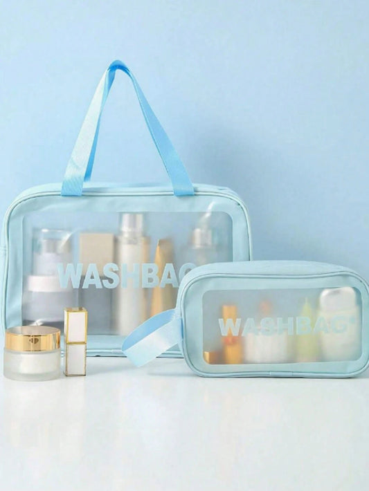 Borsa da viaggio estiva 4 in 1, organizer per articoli da toeletta impermeabile in PVC, bustina cosmetica, pochette da spiaggia, adatta per ombretti, assorbenti igienici, rossetti, cosmetici, eyeliner, gloss labbra, prodotti per la cura della pelle