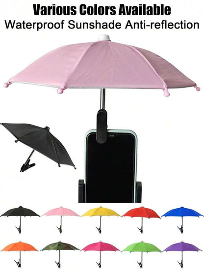Ombrellino per telefono, ombrellino da sole per telefono con supporto a molletta universale per uso esterno, parasole per telefoni cellulari, Kindle, iPad, navigatore. Accessorio da viaggio anti-riflesso, anti-abbagliamento per proteggere il telefono.