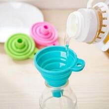 1 pezzo Mini imbuto pieghevole blu per uso domestico, imbuto in plastica per pentola dell\"olio, imbuto in silicone per attrezzature da cucina da campeggio