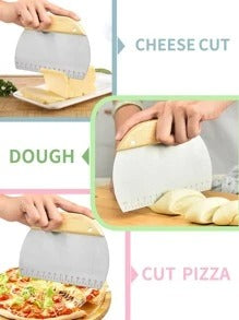 1 pezzo Cutter in acciaio inossidabile farina con manico in legno in quadrato O semicerchio forma