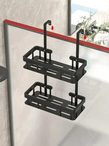 Cestino da doccia appeso alla porta, ripiano da bagno, portaoggetti da bagno sospeso, ripiano della doccia a doppio strato, organizer da bagno a cestino, accessori da bagno, armadietto e organizzazione del bagno, decorazione bagno estiva