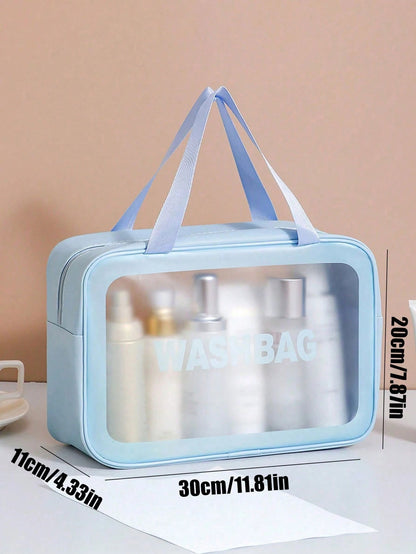 Borsa da viaggio estiva 4 in 1, organizer per articoli da toeletta impermeabile in PVC, bustina cosmetica, pochette da spiaggia, adatta per ombretti, assorbenti igienici, rossetti, cosmetici, eyeliner, gloss labbra, prodotti per la cura della pelle