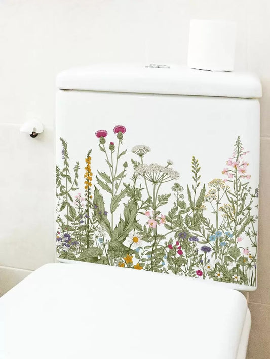 1 pezzo Adesivo in PVC per coperchio del water, motivo floreale modernista, adesivo per coperchio del water, adesivo da parete, adesivo in vinile per decorazioni domestiche, articoli decorativi primaverili per rinfrescare la tua casa