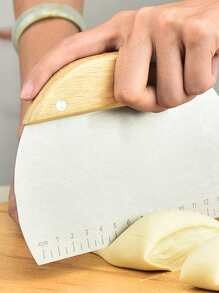 1 pezzo Cutter in acciaio inossidabile farina con manico in legno in quadrato O semicerchio forma