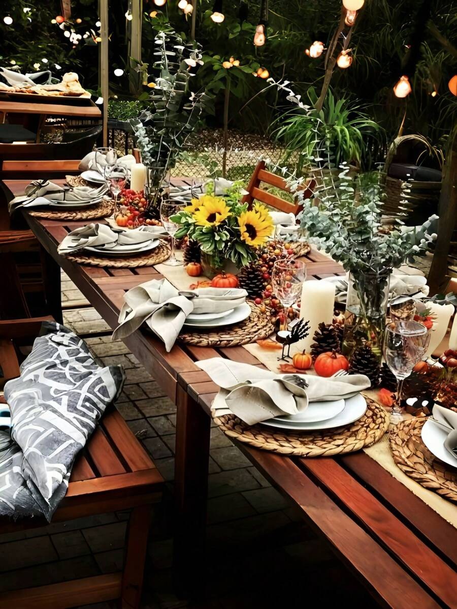 6 pezzi di sottopiatti tondi intrecciati a mano in rattan da 11 cm, resistenti al calore e facili da pulire, per cena di Ognissanti, festa del Ringraziamento, cena di Natale, tavola autunnale, decorazione autunnale, festa del raccolto, riunione familiare