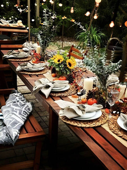 6 pezzi di sottopiatti tondi intrecciati a mano in rattan da 11 cm, resistenti al calore e facili da pulire, per cena di Ognissanti, festa del Ringraziamento, cena di Natale, tavola autunnale, decorazione autunnale, festa del raccolto, riunione familiare