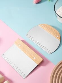 1 pezzo Cutter in acciaio inossidabile farina con manico in legno in quadrato O semicerchio forma